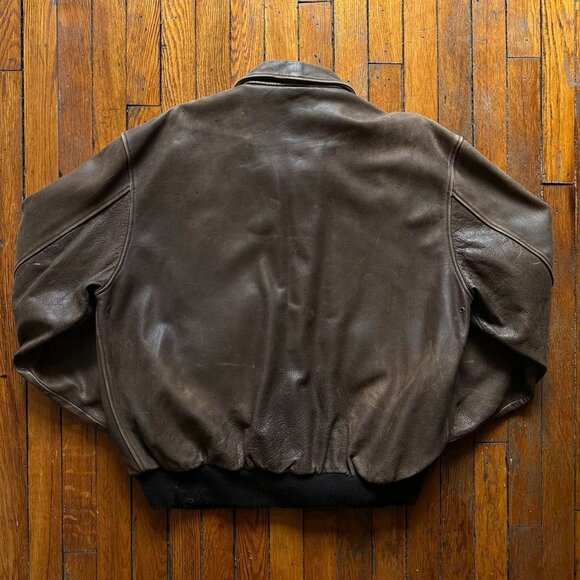Vintage US WINGS Aviator Flight Bomber Jacket Men XXL Brown Pilot Indiana Jones - Picture 7 of 8